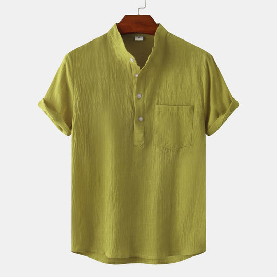 Herren Kurzarmhemd im legeren Henley-Stil mit Brusttasche