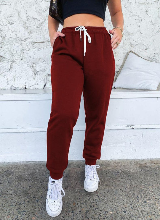Damen nan taillenhohe tapered Jogginghose mit elastischem Komfortbund, verstellbarem Kordelzug und tiefen Eingrifftaschen Shop Nory