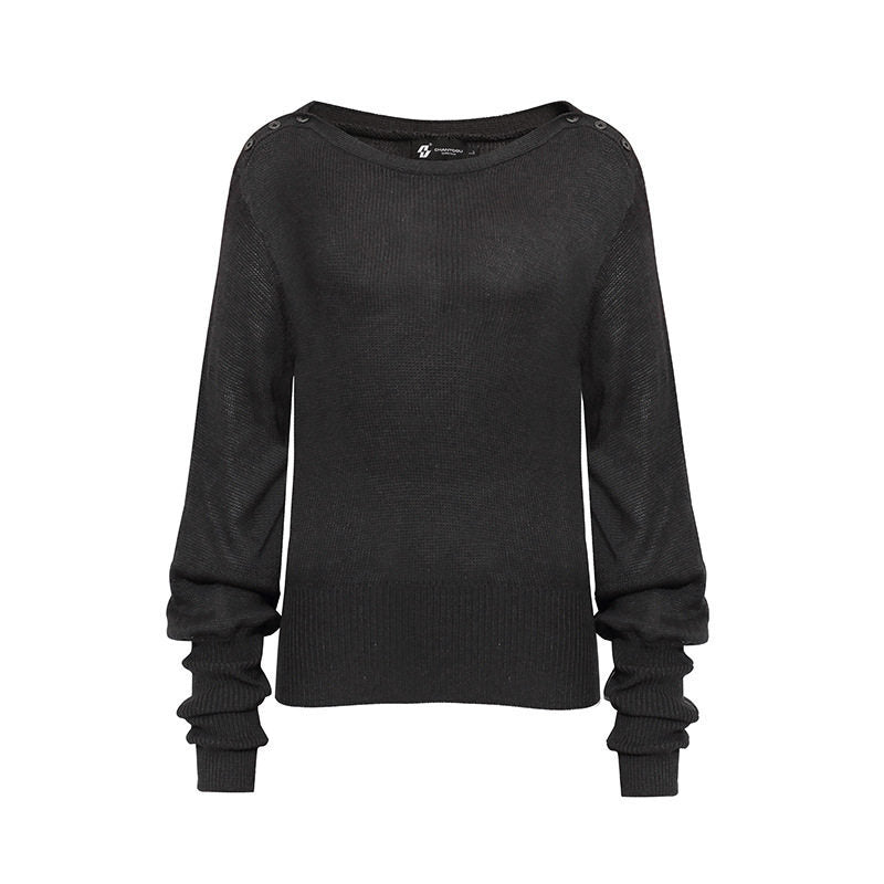 Damen Leichter Feinstrick-Pullover mit überschnittenen Schultern und langen Raffärmeln Shop Nory