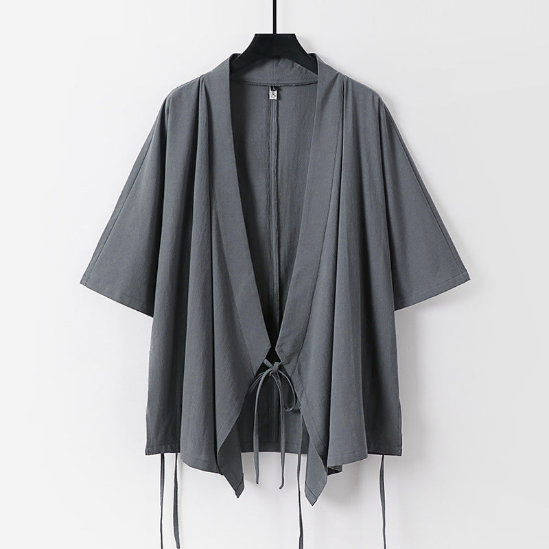 Damen locker fallende Kimono-Jacke mit Bindegürtel Shop Nory