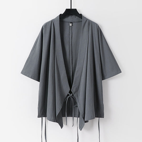 Damen locker fallende Kimono-Jacke mit Bindegürtel Shop Nory