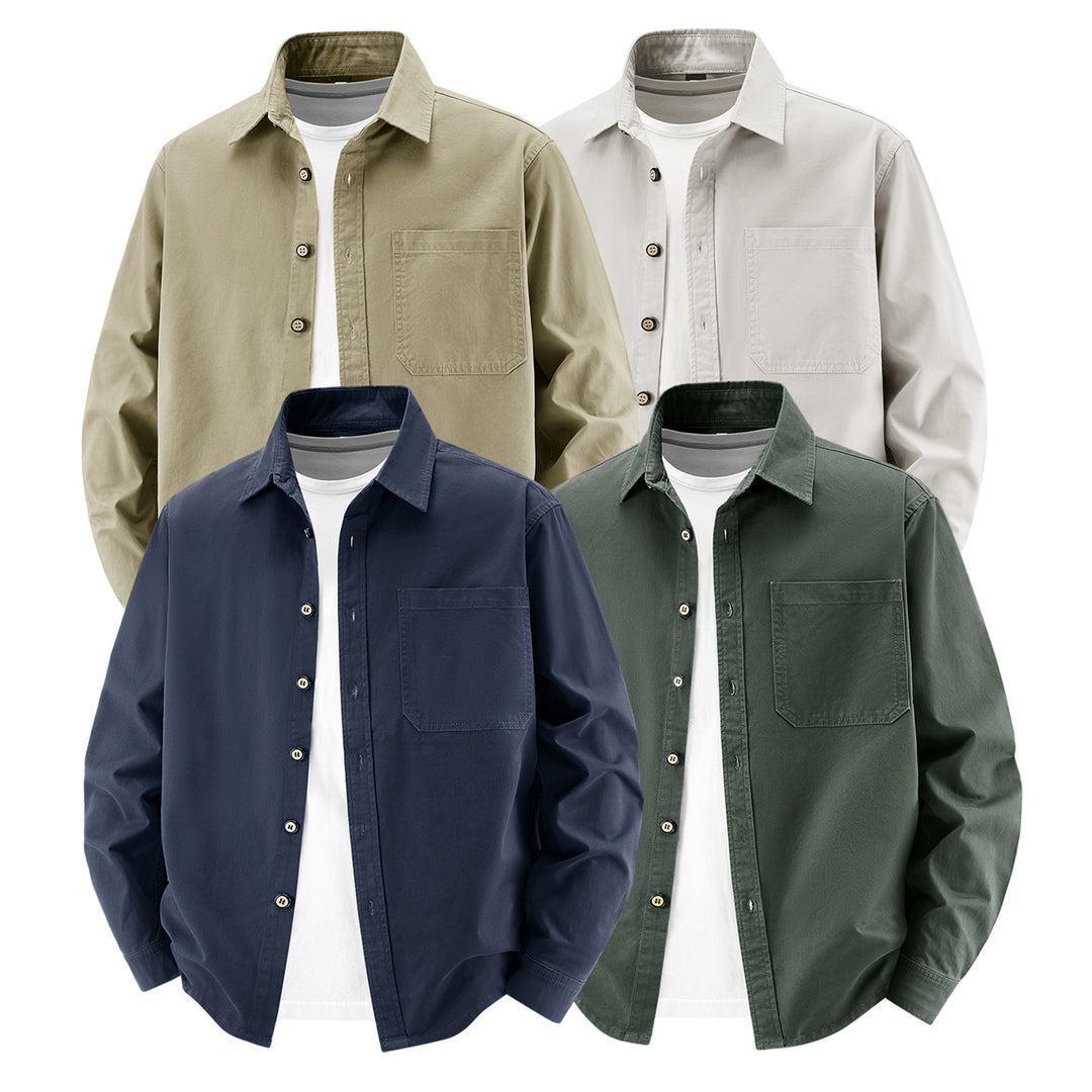 Herren lockere Overshirt-Jacke aus Baumwollmix mit Brusttasche und durchgehender Knopfleiste Shop Nory