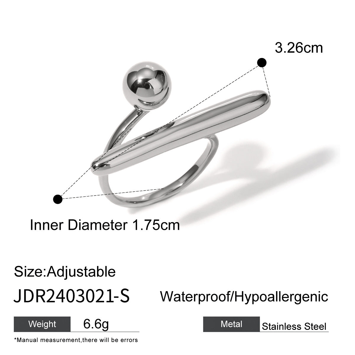 Damen Offener Ring mit modernem, geschwungenem Design und Zirkonia-Akzent Shop Nory