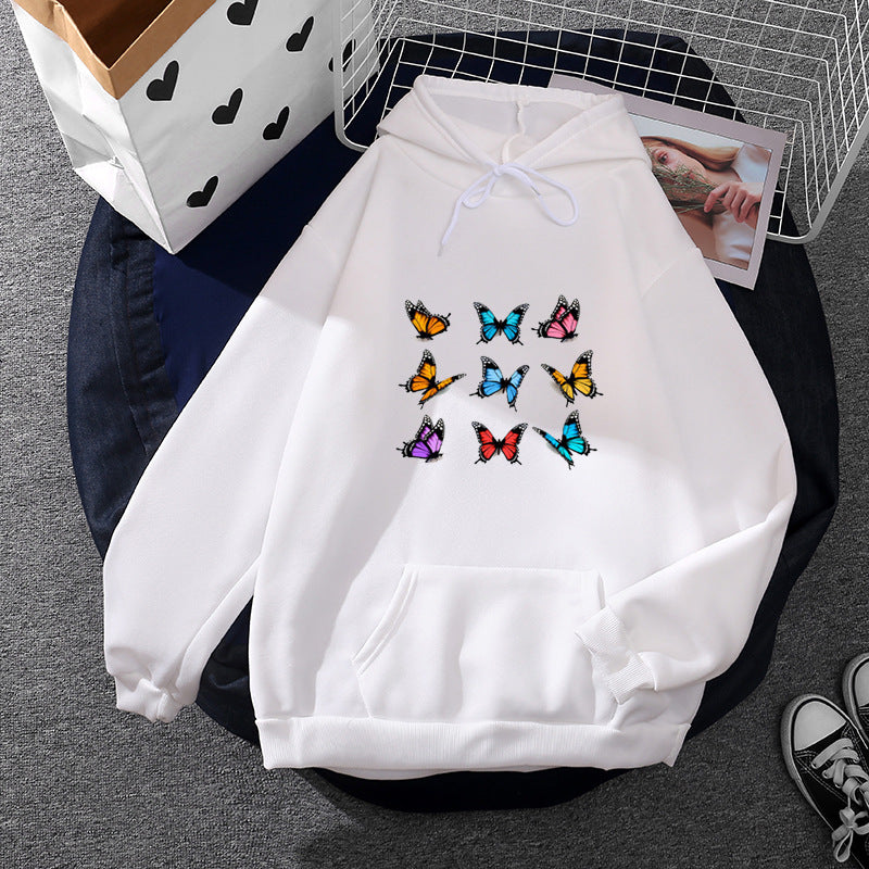 Damen nan lässiger Kapuzenpullover mit künstlerischem Mond‑und‑Pilzmotiv, weichem Fleecefutter und Kängurutasche Shop Nory