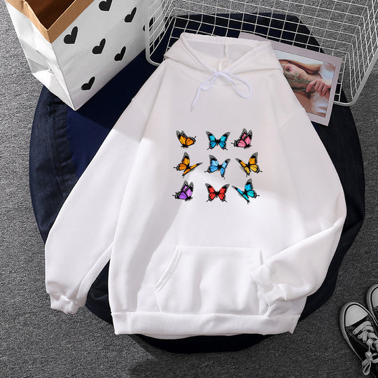 Damen nan lässiger Kapuzenpullover mit künstlerischem Mond‑und‑Pilzmotiv, weichem Fleecefutter und Kängurutasche Shop Nory