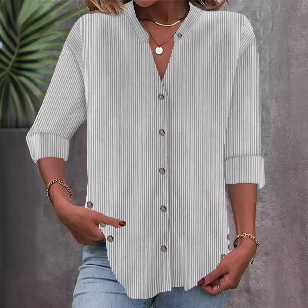 Damen Button-Down Blusenshirt mit eleganten Streifen