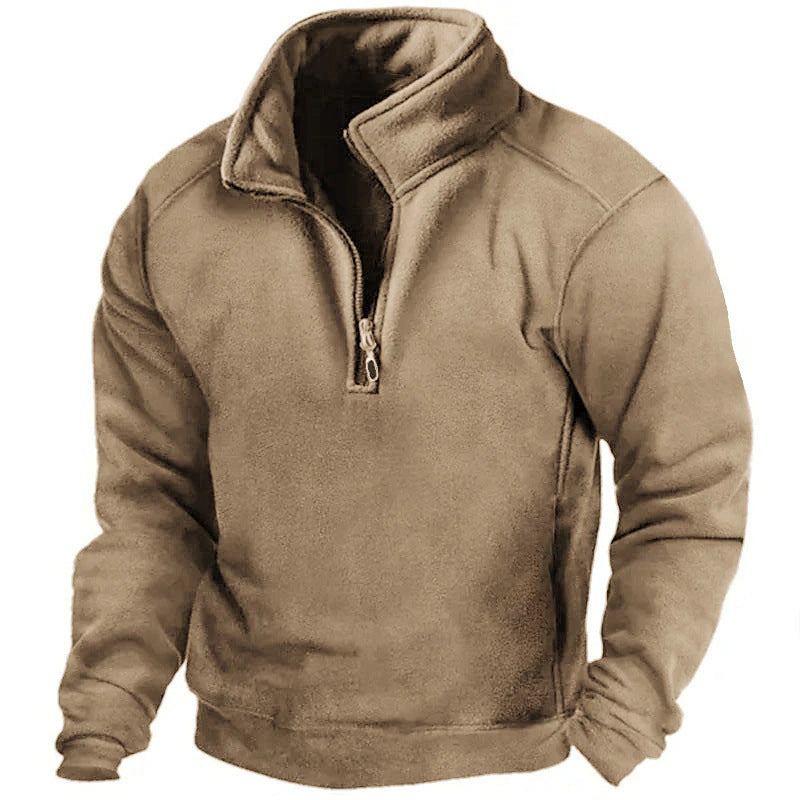 Herren Fleece-Pullover mit hohem Kragen und praktischen Reißverschluss