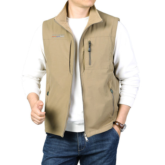 Herren Leichte Multifunktionale Outdoor-Weste mit Reißverschlusstaschen und Stehkragen Shop Nory