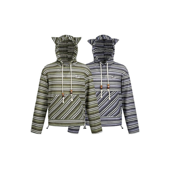 Damen Strick‑Kapuzenpullover mit Katzenohren und Kängurutasche Shop Nory