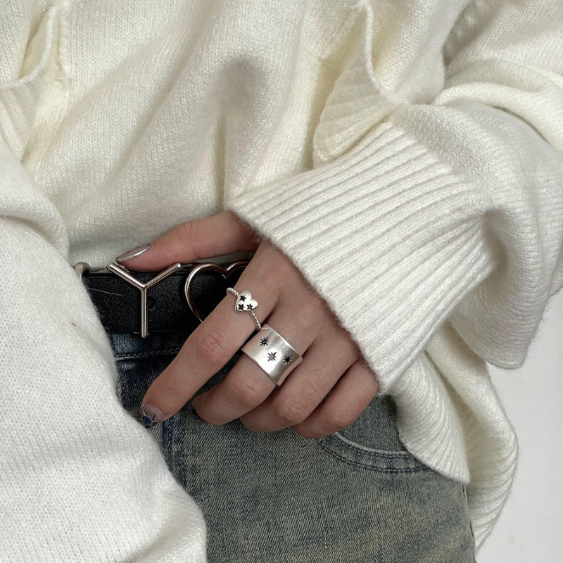 Damen herzförmiger Ring mit Sternen Shop Nory