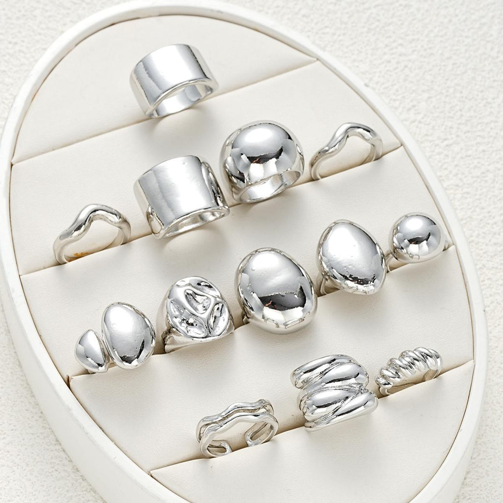 Damen Ring-Set mit modernen, geschwungenen und glänzenden Designs Shop Nory