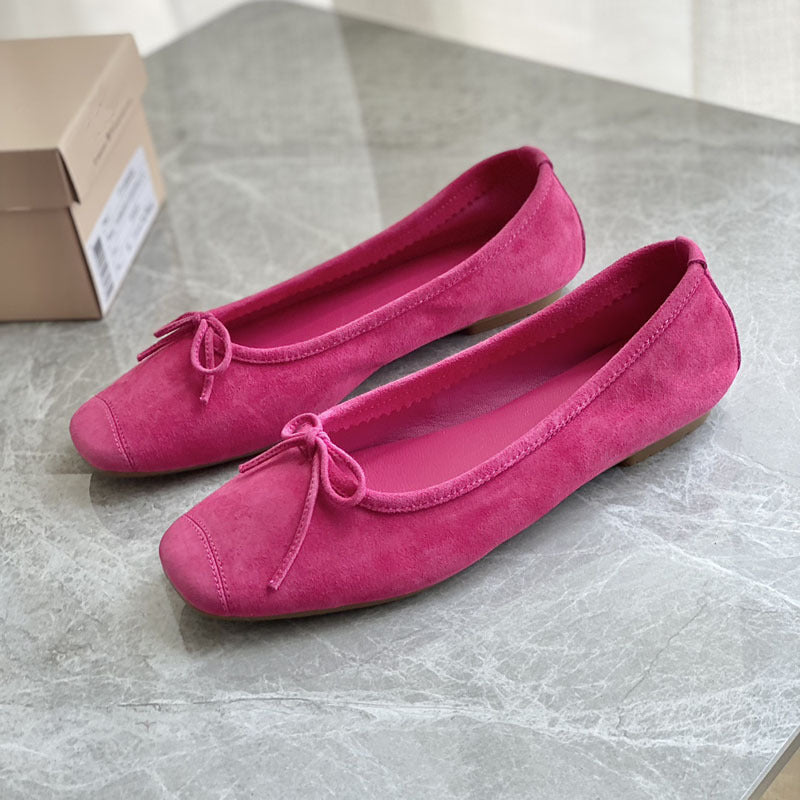 Damen Flache Ballerinas mit zierlichem Schleifenakzent