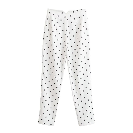 Damen Hochtaillierte konisch zulaufende Stoffhose mit Polka‑Dot‑Print und eleganter Bundverarbeitung Shop Nory