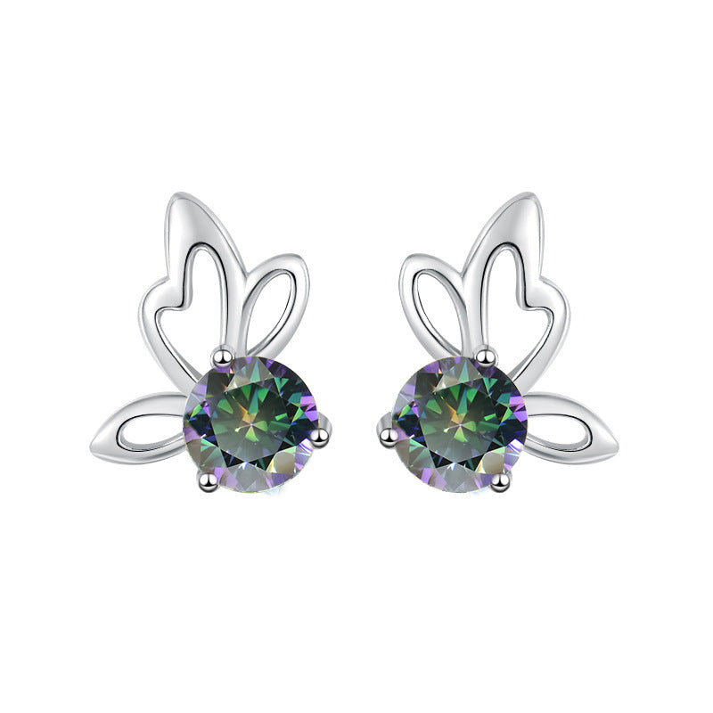 Damen Ohrstecker mit floralem Design und funkelndem Kristall Shop Nory