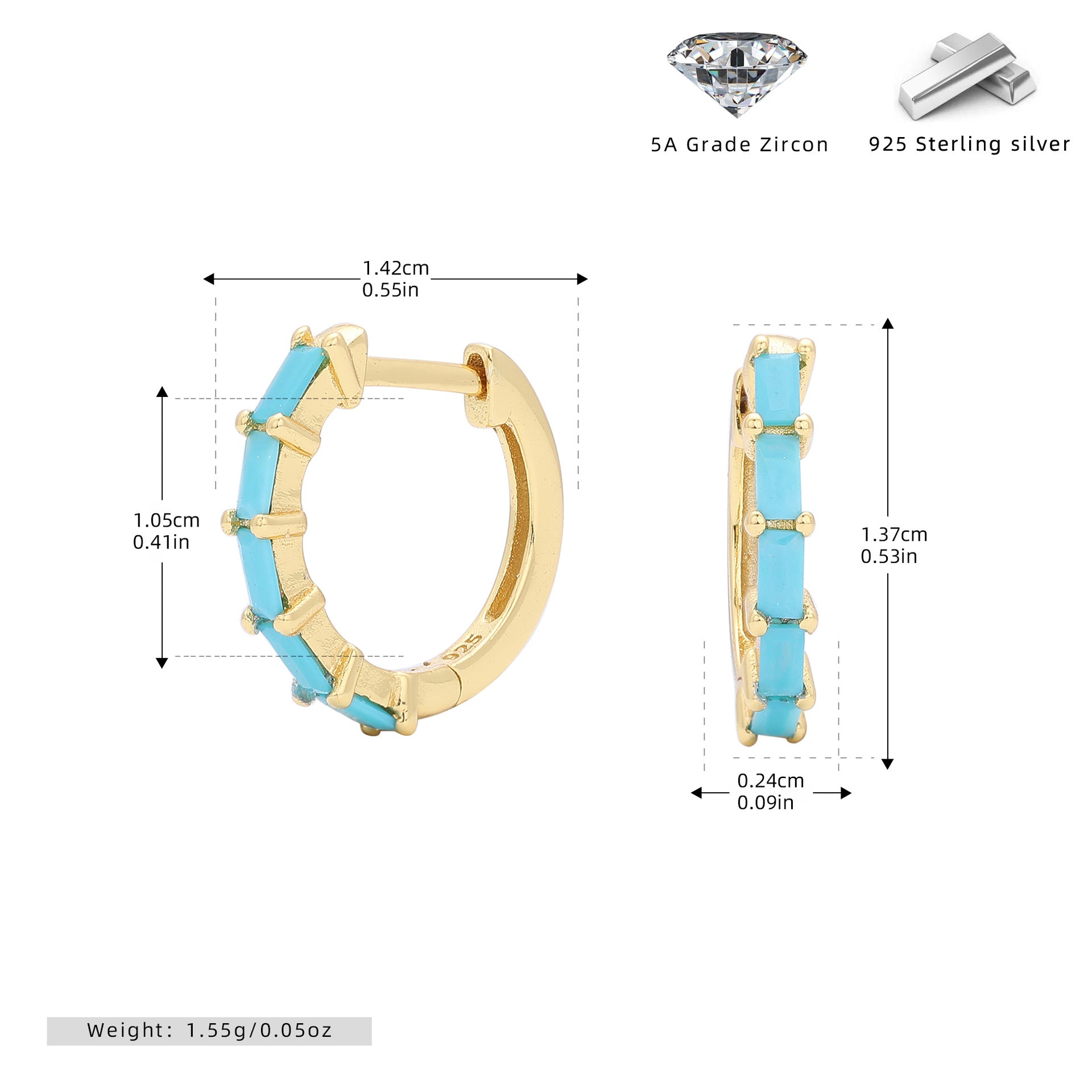 Damen Creolen mit funkelnden Zirkon-Elementen aus hochwertigem 925 Sterling Silber Shop Nory