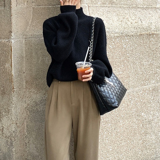 Damen Oversized Pullover mit Stehkragen Shop Nory