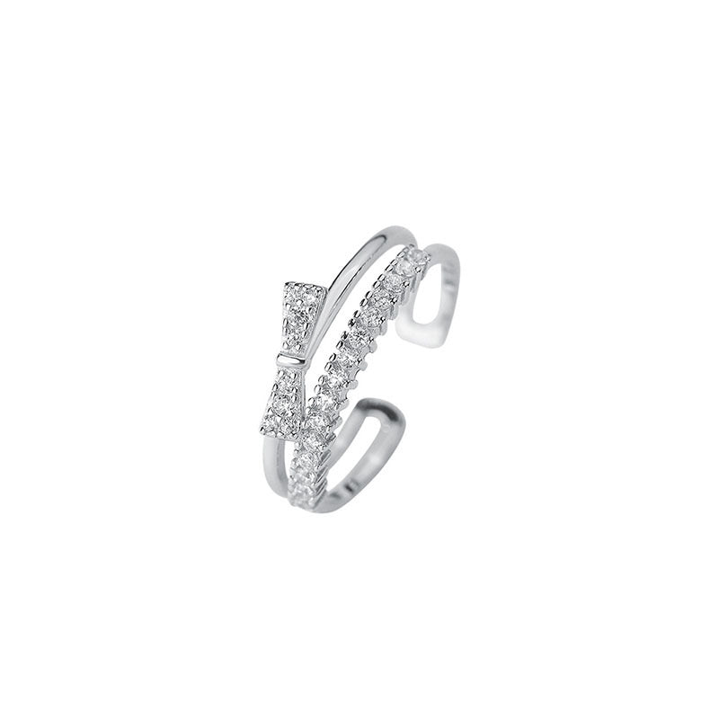 Damen zierlicher Doppelschicht-Ring mit funkelnden Zirkonia Shop Nory