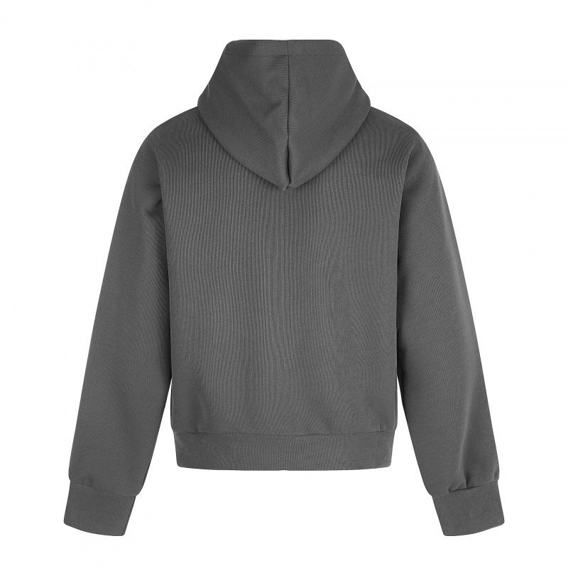 Unisex Oversize Kapuzen-Sweatjacke mit durchgehendem Reißverschluss, Nietenbesatz und grafischem Frontprint Shop Nory