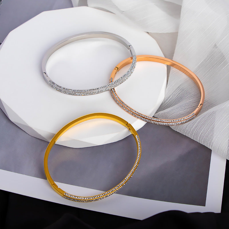 Frauen Glitzernde Kristallbesetzte Schlanke Armreif Bracelet Shop Nory