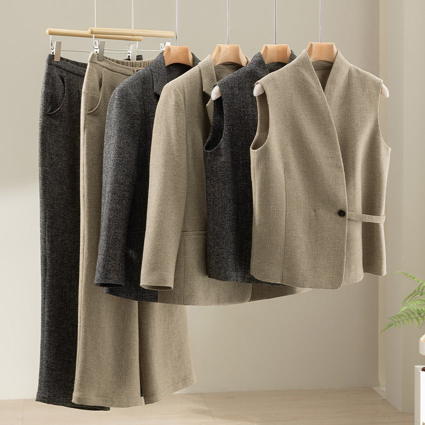 Damen Taillierte ärmellose Weste mit V‑Ausschnitt und Ziergürtel Shop Nory