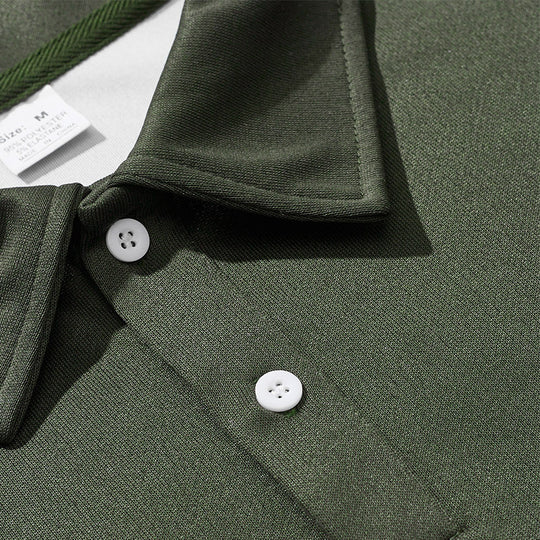 Herren Relaxed Polo-Sweatshirt mit Druckknopf-Blende und Kontrastarmdetails Shop Nory