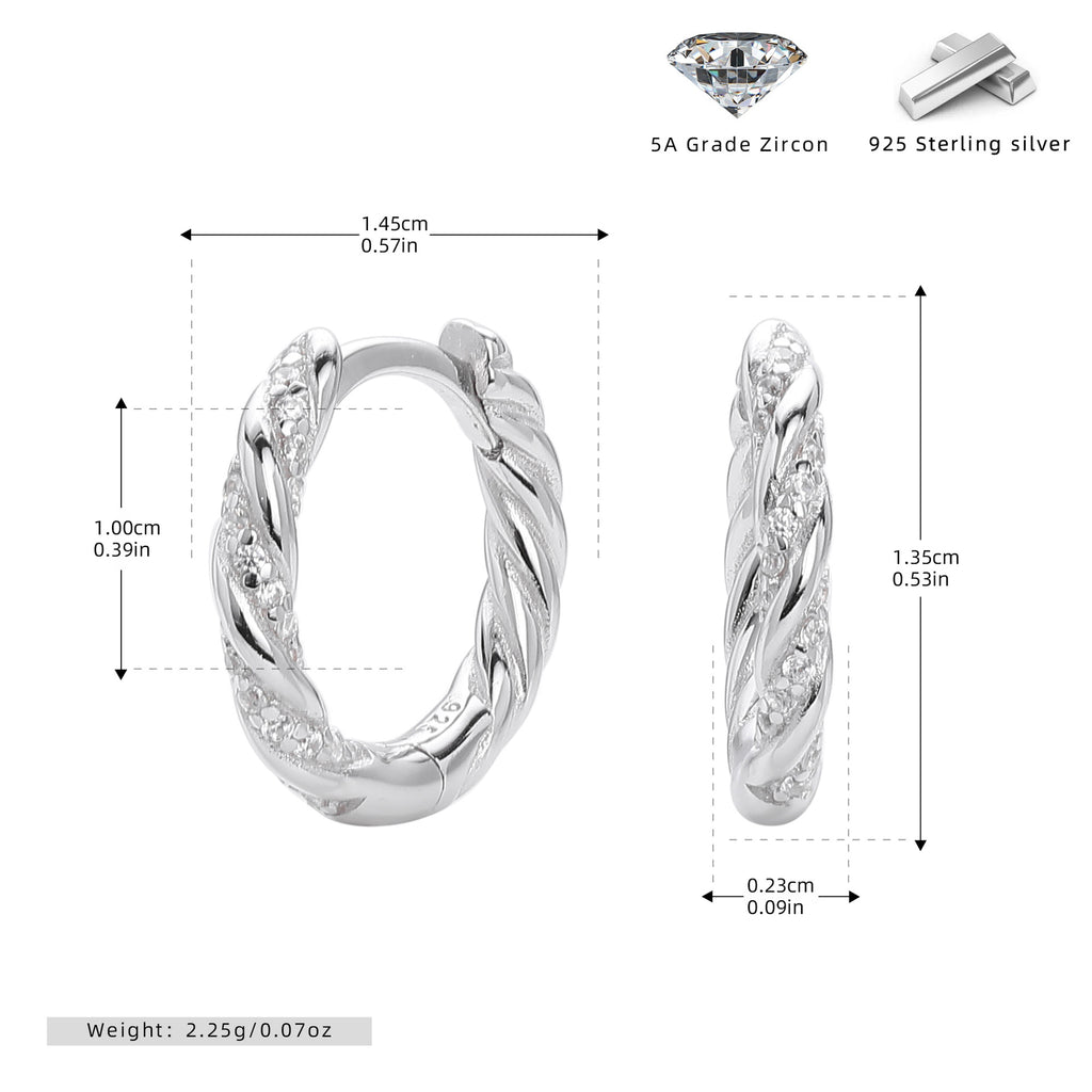 Damen Creolenohrringe mit raffiniertem Zopfdesign und funkelnden Zirkonsteinen Shop Nory