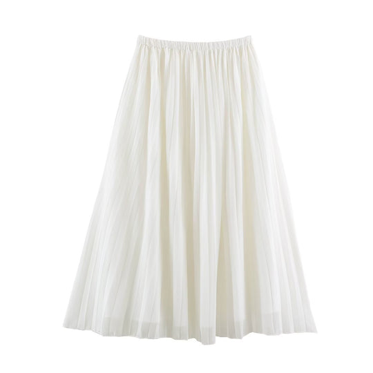 Damen Plissierter Maxi-Rock aus Chiffon mit elastischem Bund Shop Nory