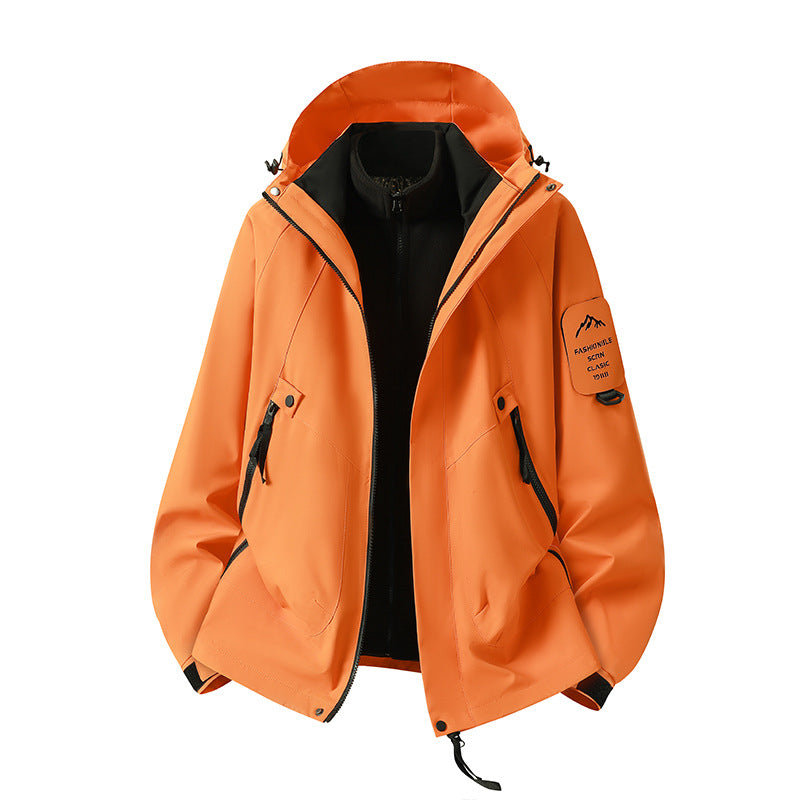 Herren Zwei-in-eins Wetterschutzjacke mit abnehmbarer Steppweste und verstellbarer Kapuze Shop Nory