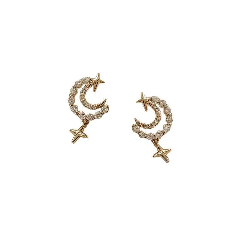 Damen Ohrstecker mit elegantem Mond- und Sternendesign Shop Nory
