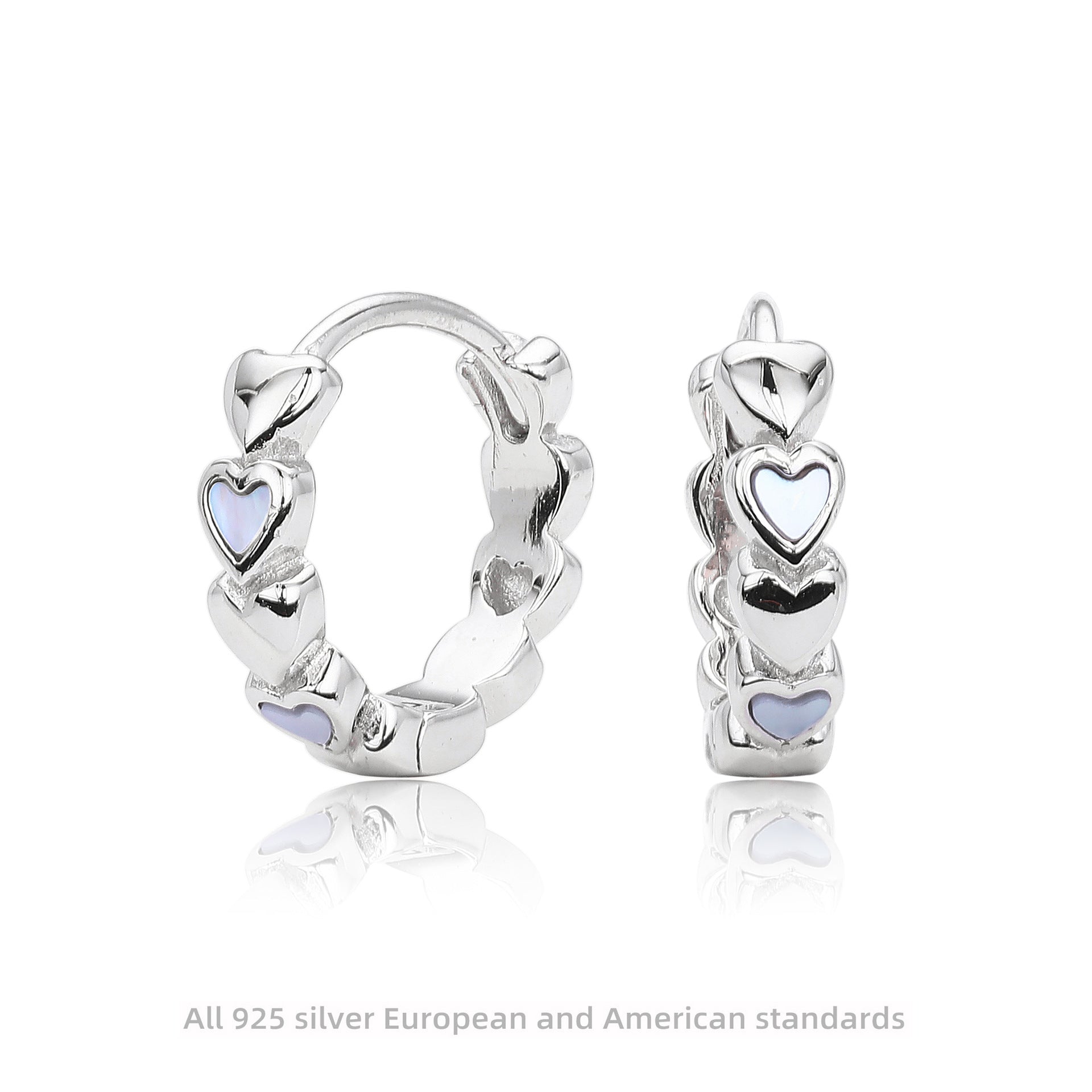 Damen Creolen mit Herzmotiven aus hochwertigem 925 Sterling Silber Shop Nory
