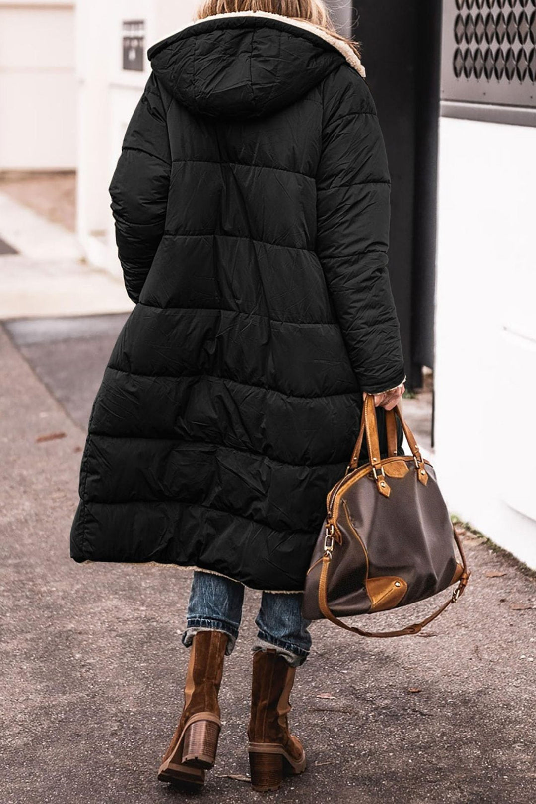 Damen lange, gefütterte Winterjacke mit Fleece-Futter