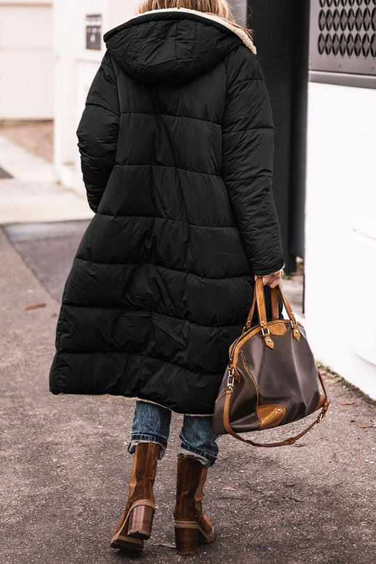 Damen lange, gefütterte Winterjacke mit Fleece-Futter