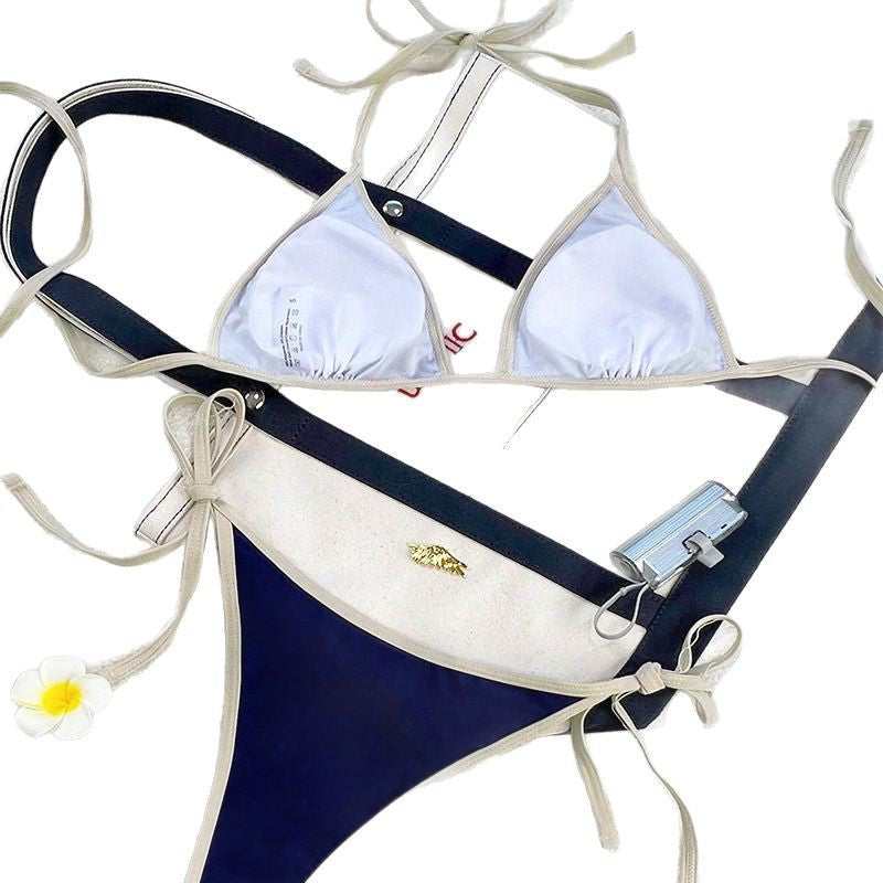 Damen Triangel-Bikini mit verspielten Schleifen