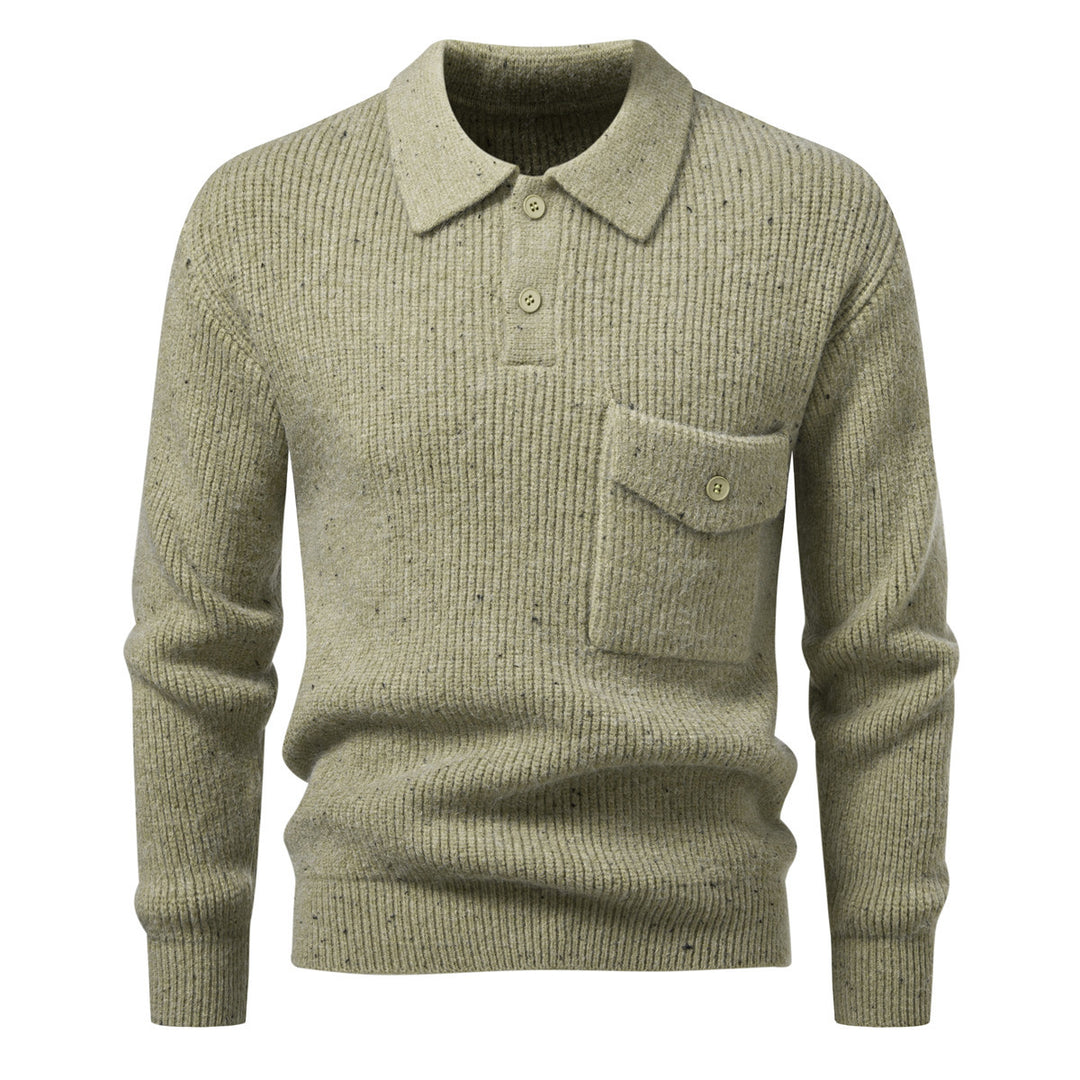 Herren Polokragen-Pullover aus Rippenstrick mit aufgesetzter Brusttasche Shop Nory