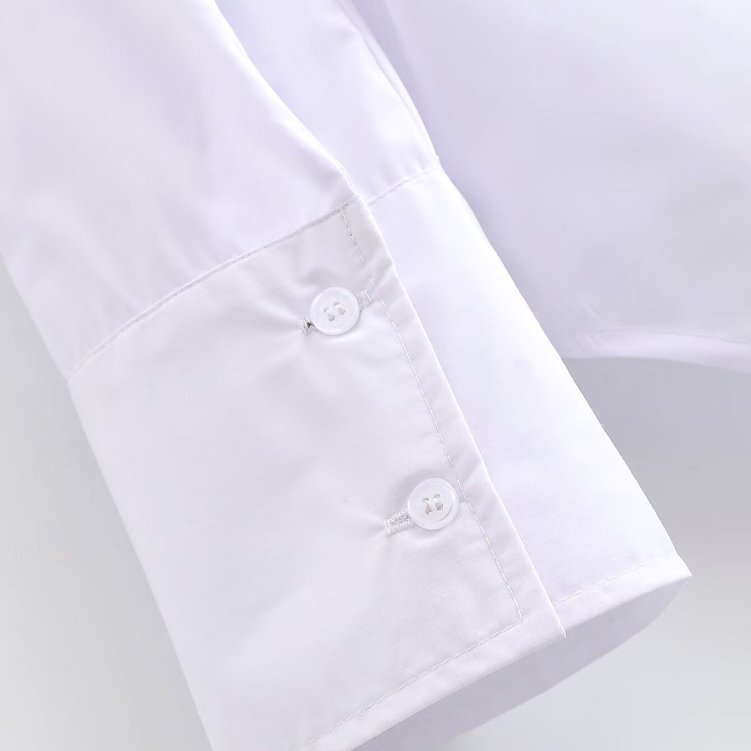 Damen Seidige Schluppenbluse mit Zierschal und verlängertem Rückensaum Shop Nory