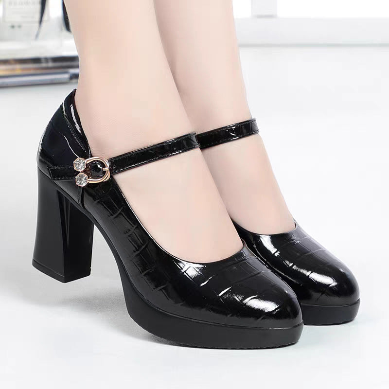 Damen Mary Jane Pumps mit Riemchen und elegantem Blockabsatz