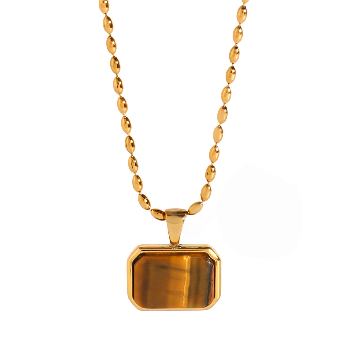 Damen Halskette mit eleganter Tigeraugen-Anhänger aus hypoallergenem Edelstahl Shop Nory