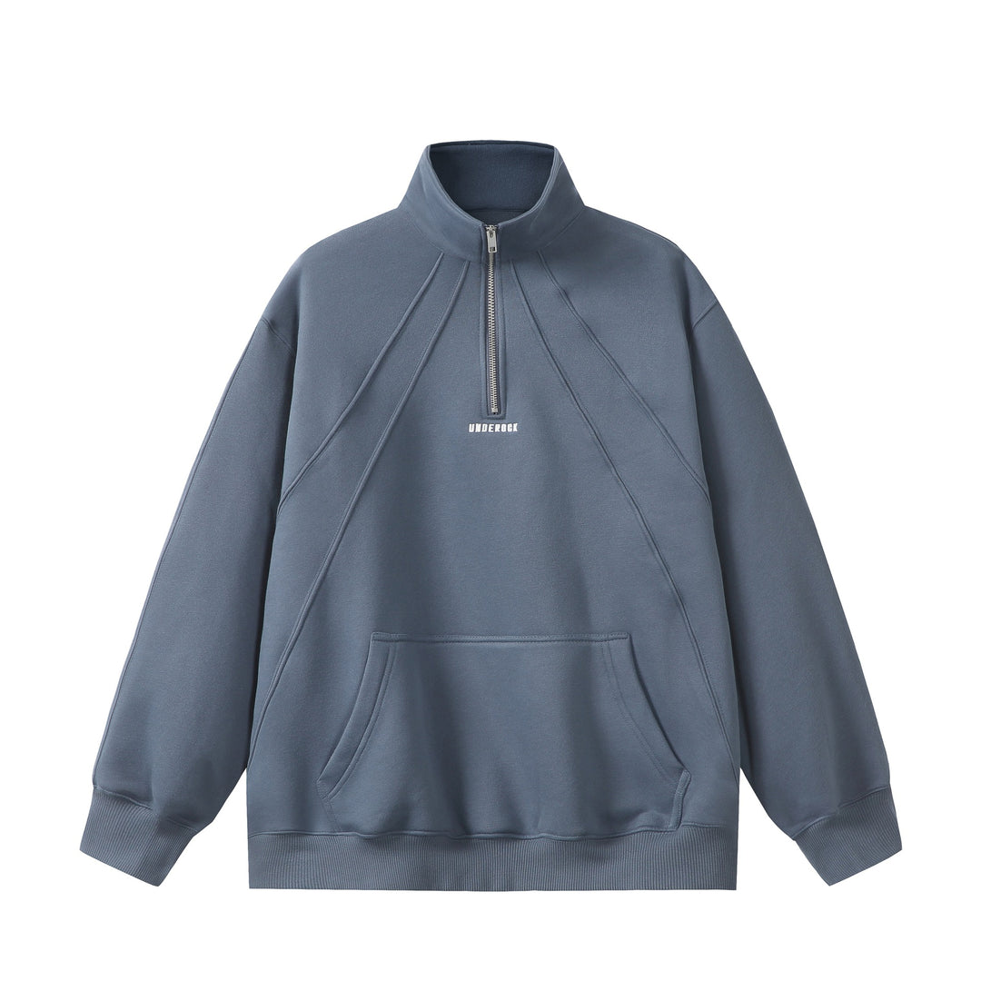 Unisex Oversize Sweatshirt mit Halbzip, hohem Funnelkragen und Kängurutasche Shop Nory