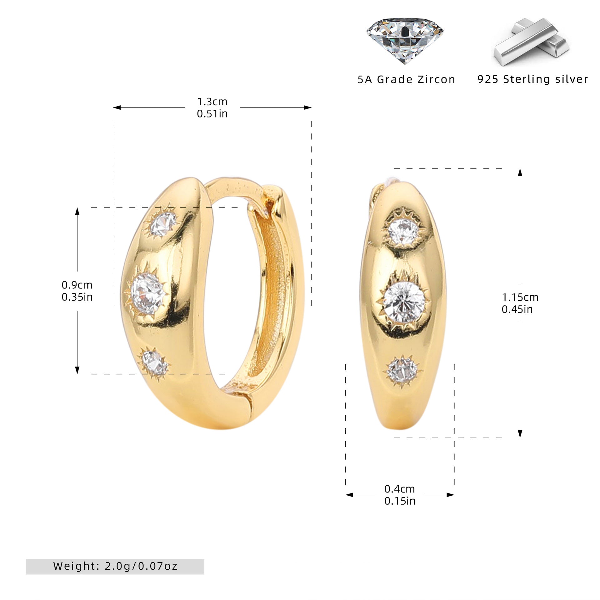 Damen Ohrhänger mit strahlenden Zirkonia aus hochwertigem 925 Sterling Silber Shop Nory