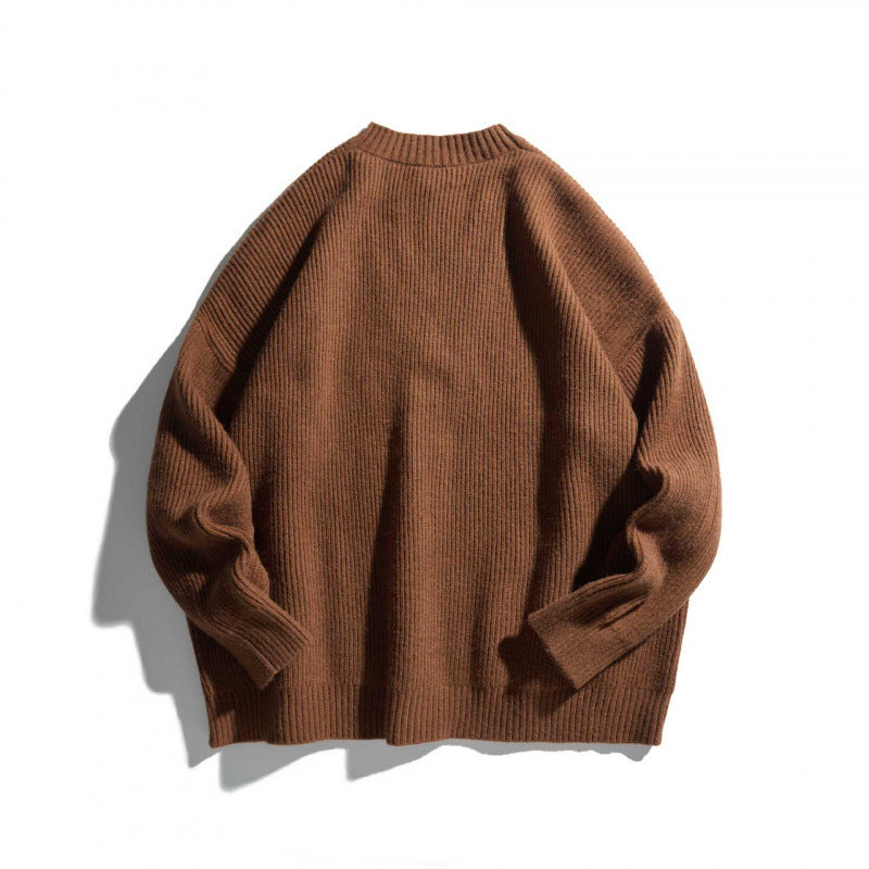 Unisex Oversize-Feinstrick-Cardigan mit V-Ausschnitt, Knopfleiste und aufgesetzten Taschen Shop Nory