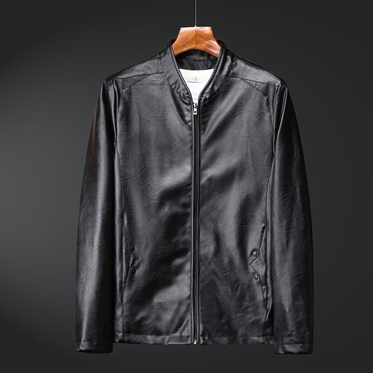 Herren schlanker Kunstlederblouson mit Stehkragen und Zweiwege-Reißverschluss Shop Nory