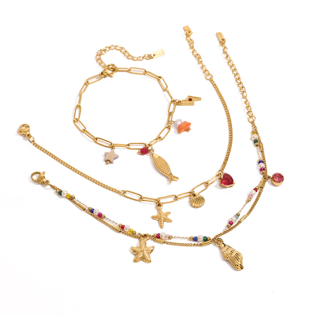 Damen Armband mit bunten Perlen und funkelndem Sternenanhänger Shop Nory
