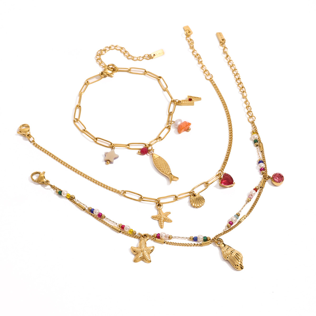 Damen Armband mit bunten Perlen und funkelndem Sternenanhänger Shop Nory