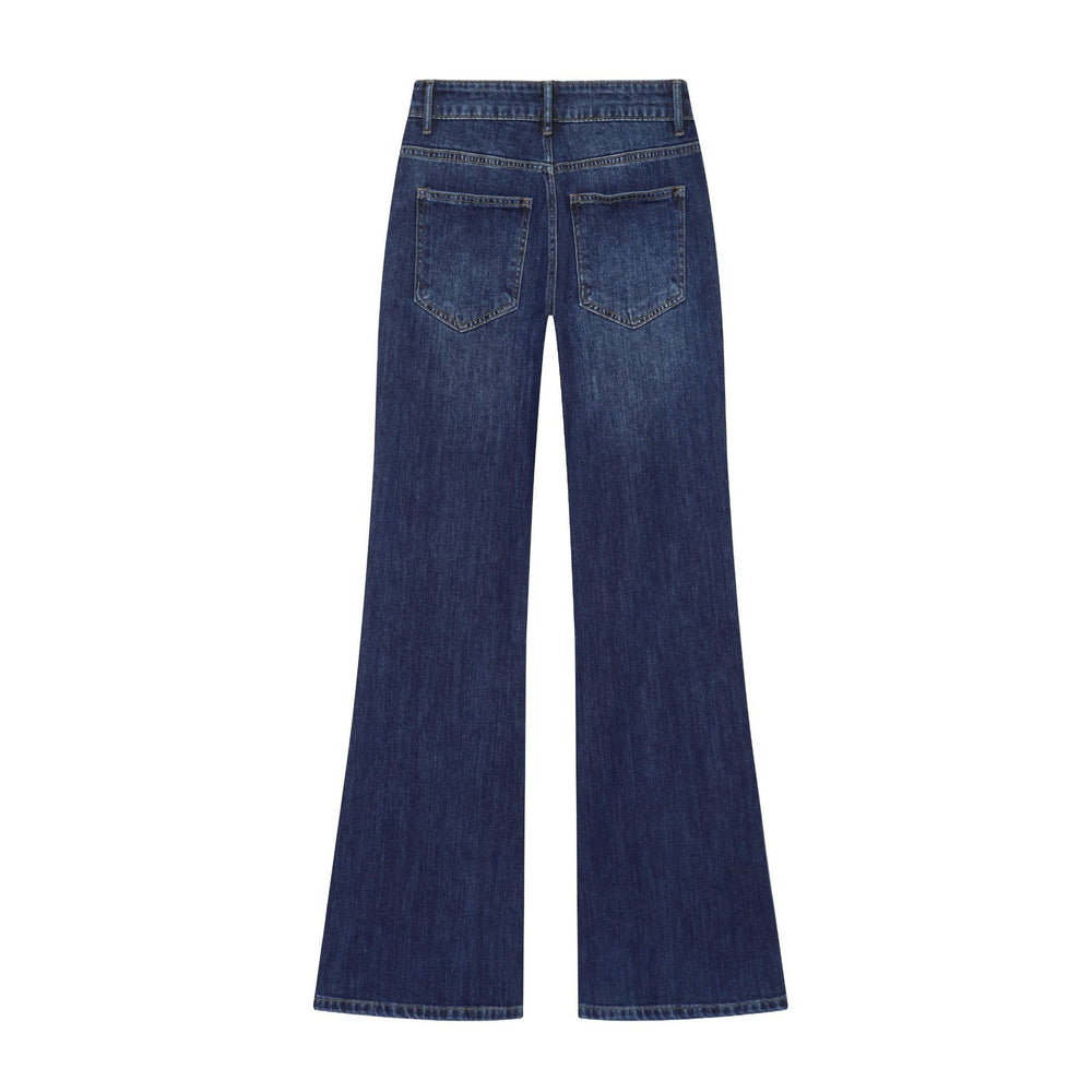 Damen weite Highwaist-Jeanshose mit aufgesetzten Taschen und Bügelfalte Shop Nory