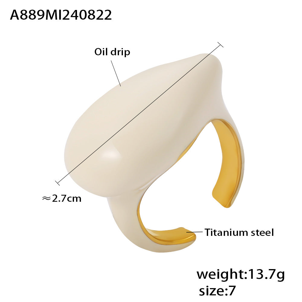 Damenring mit tropfenförmigem Design aus Titanstahl Shop Nory