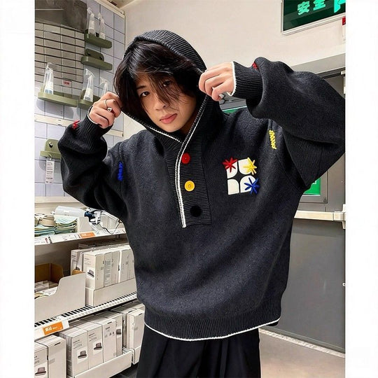 Herren Kapuzenpullover mit bunten Applikationen Shop Nory