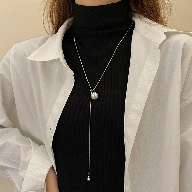 Damen Lange Halskette mit zeitlosem Perlenanhänger Shop Nory