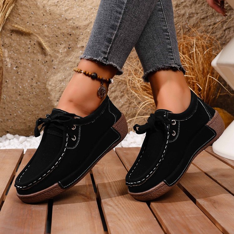 Damen Mokassins mit modischem Schnürdesign und rutschfester Sohle Shopnory