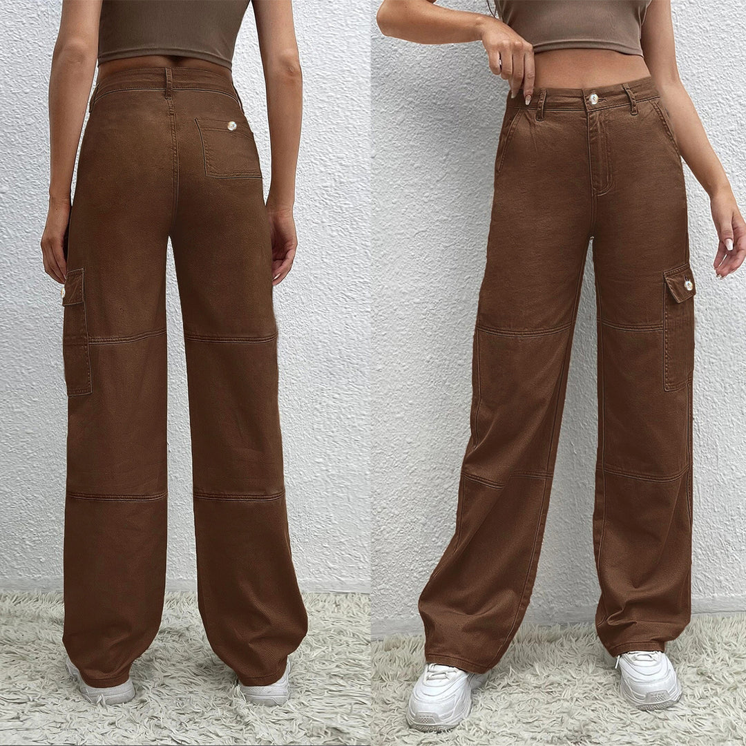 Damen Hochtaillierte Utility-Cargo-Hose im Wide‑Leg aus robustem Denim Shop Nory