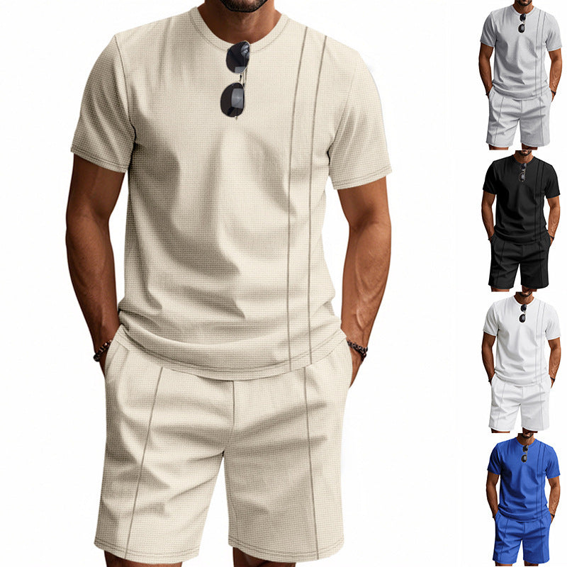 Herren Sportliches Kurzarm- und Shorts-Set aus atmungsaktivem Material